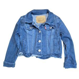 Levis 24M Girls Denim Jacket With Button Front & Ruffled Hem